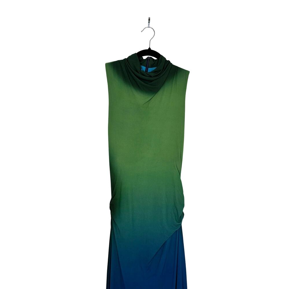 SIMKHAI Aldina Ombre Midi Dress M Green Blue Sleeveless $645 - Picture 4 of 10